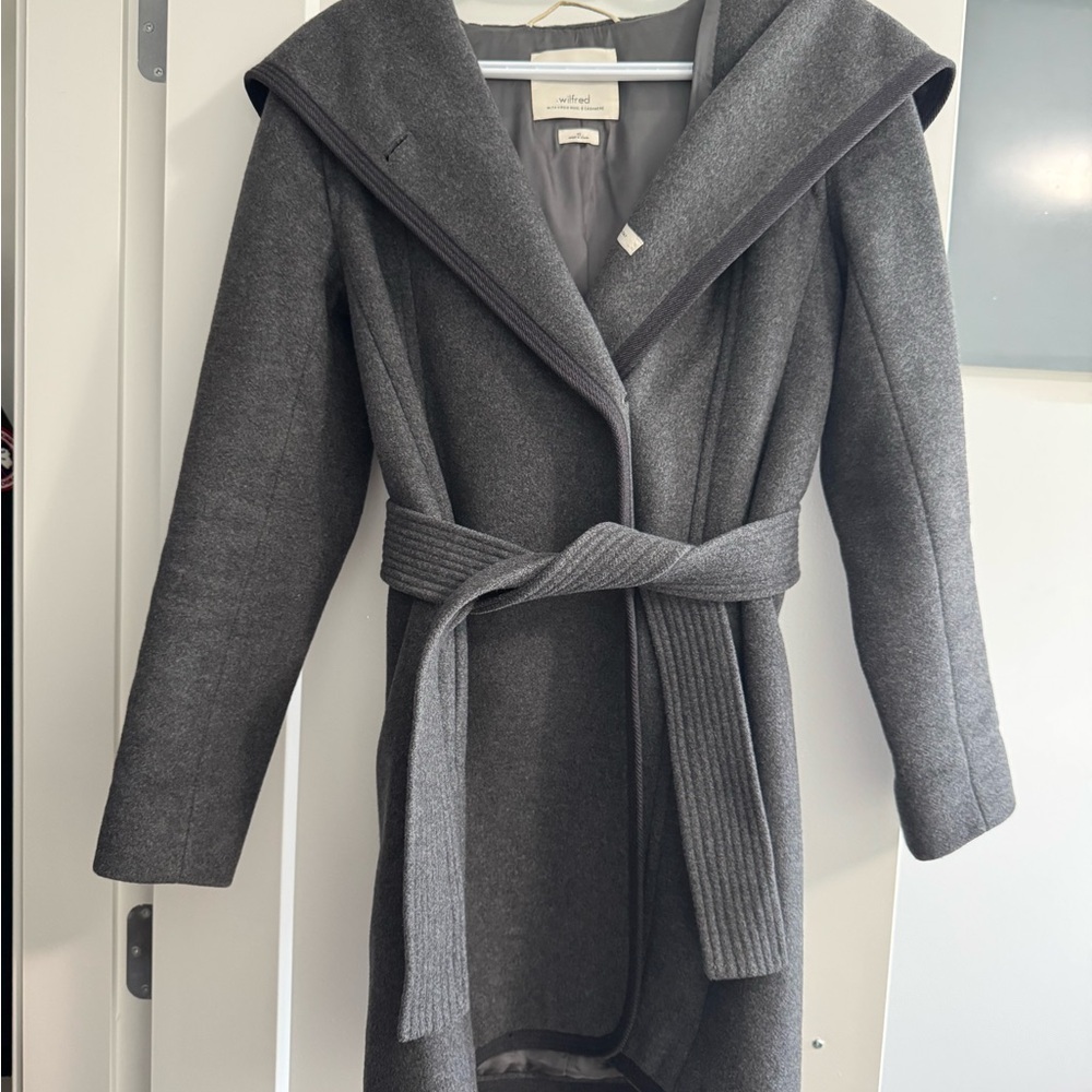 Wilfred Gray Hooded Wool-Cashmere Coat